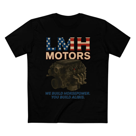 Auto Enthusiast T-Shirt, LMH Motors Graphic Tee, Car Lover Gift, Gearhead Apparel, Engine Design Shirt, Mechanical Enthusiast Clothing