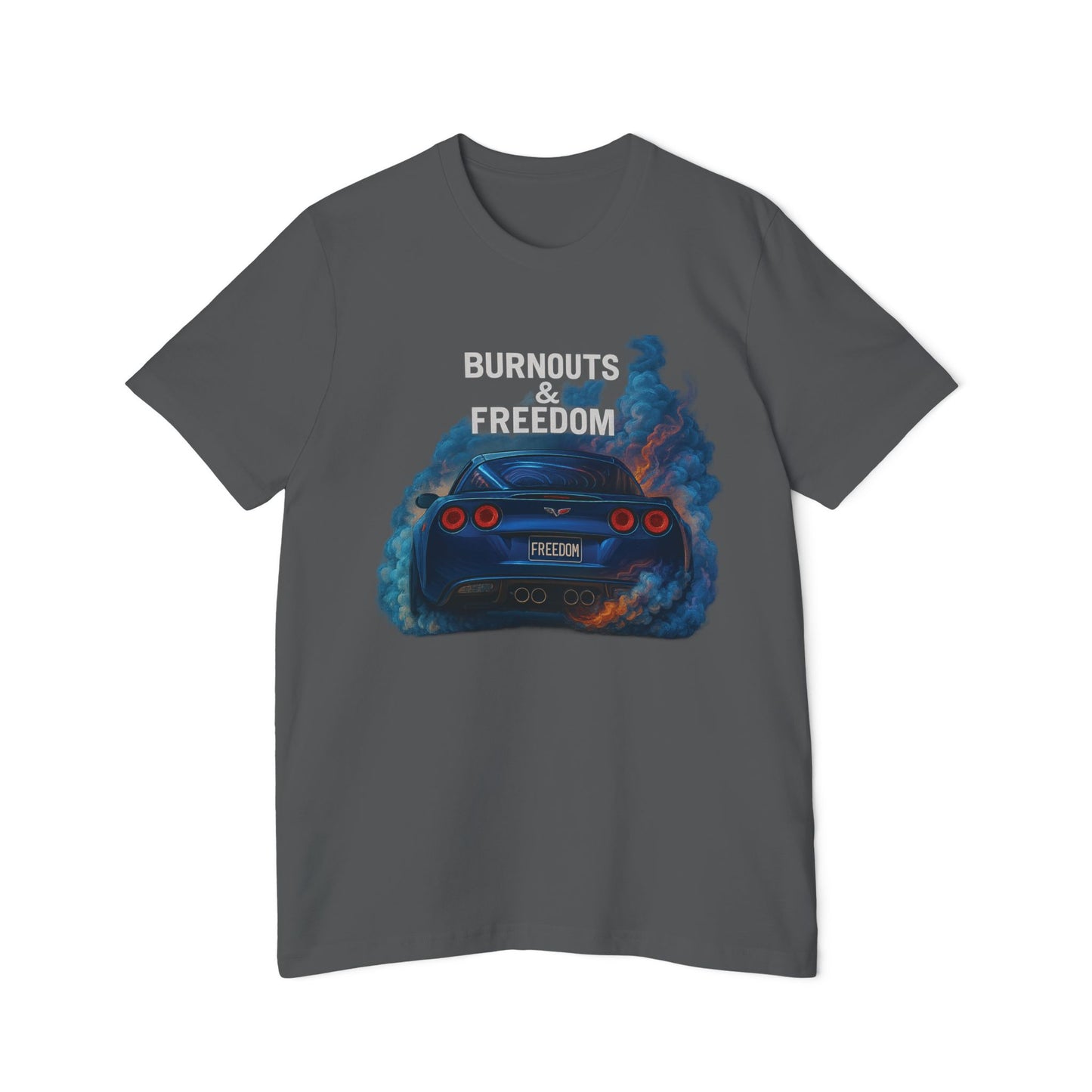 Freedom Burnouts T-Shirt, Muscle Car Tee, USA-Made Shirt, Automotive Gift, Unisex Graphic Tee