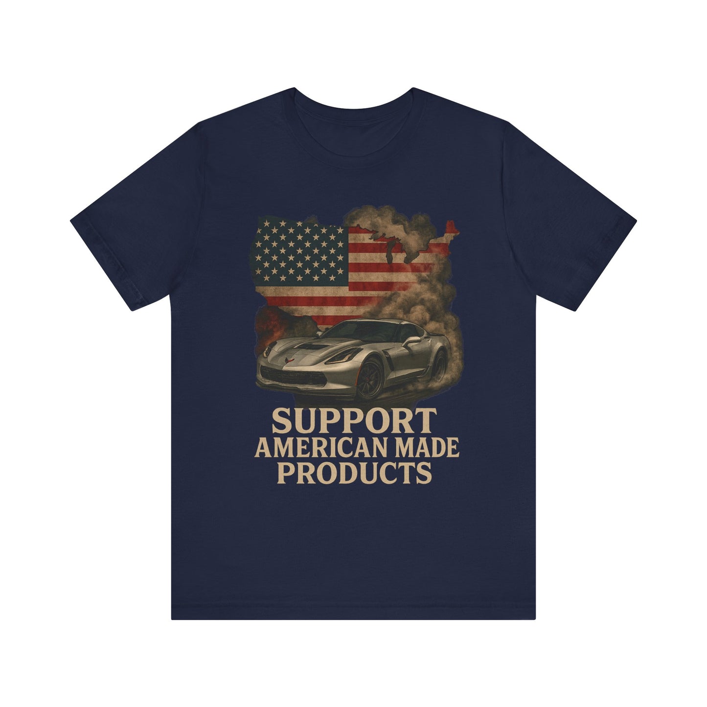 Support American Made Tee, Unisex T-Shirt, Patriotic Apparel, Gift for Car Lovers, Independence Day Shirt, Vintage Style Clothing