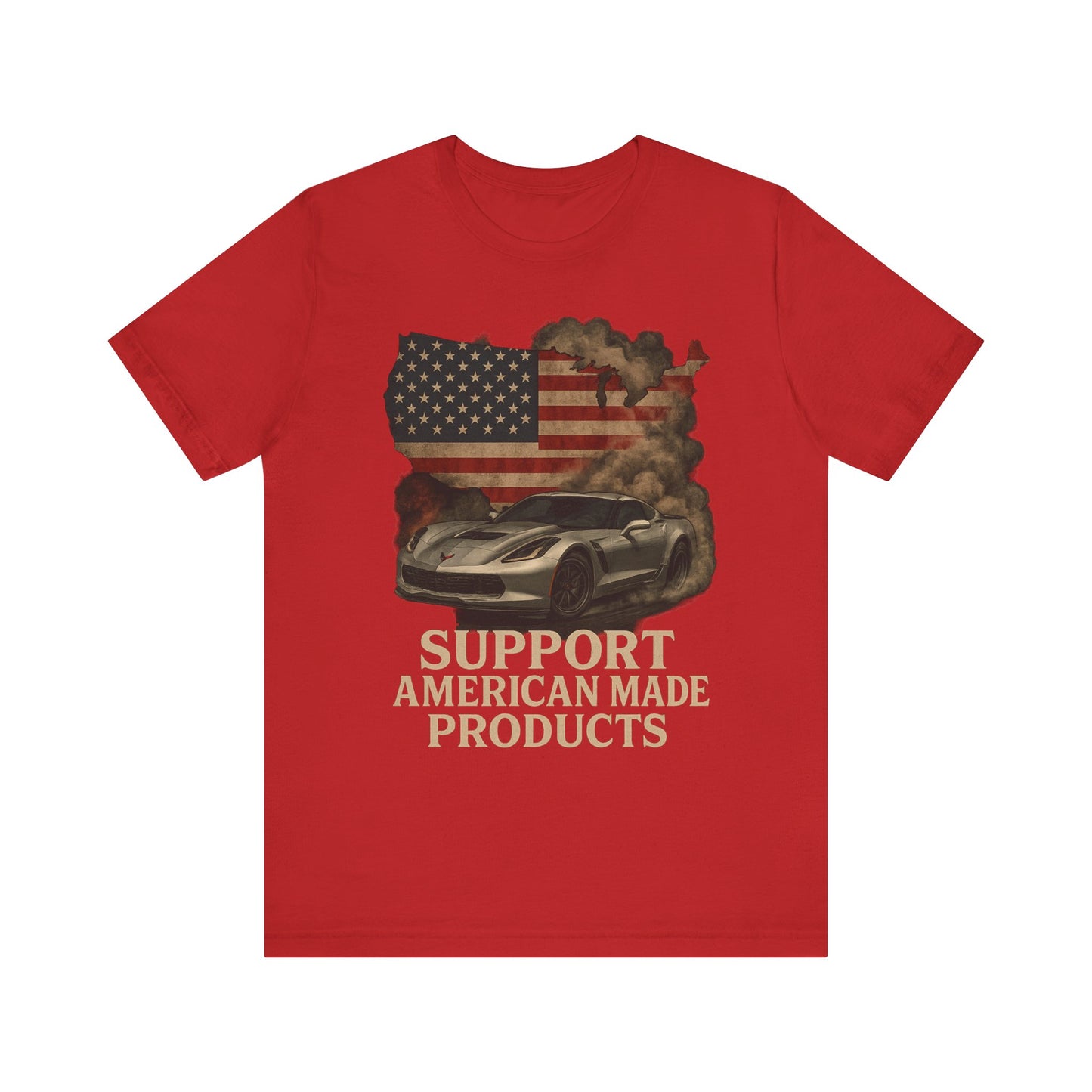 Support American Made Tee, Unisex T-Shirt, Patriotic Apparel, Gift for Car Lovers, Independence Day Shirt, Vintage Style Clothing