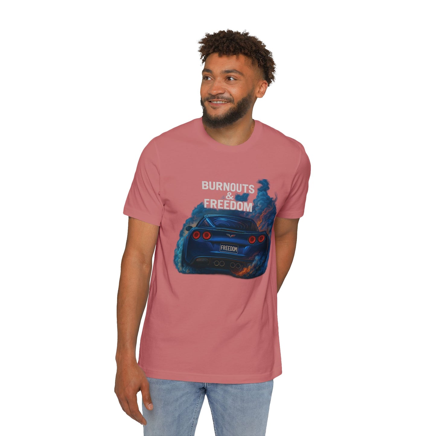 Freedom Burnouts T-Shirt, Muscle Car Tee, USA-Made Shirt, Automotive Gift, Unisex Graphic Tee