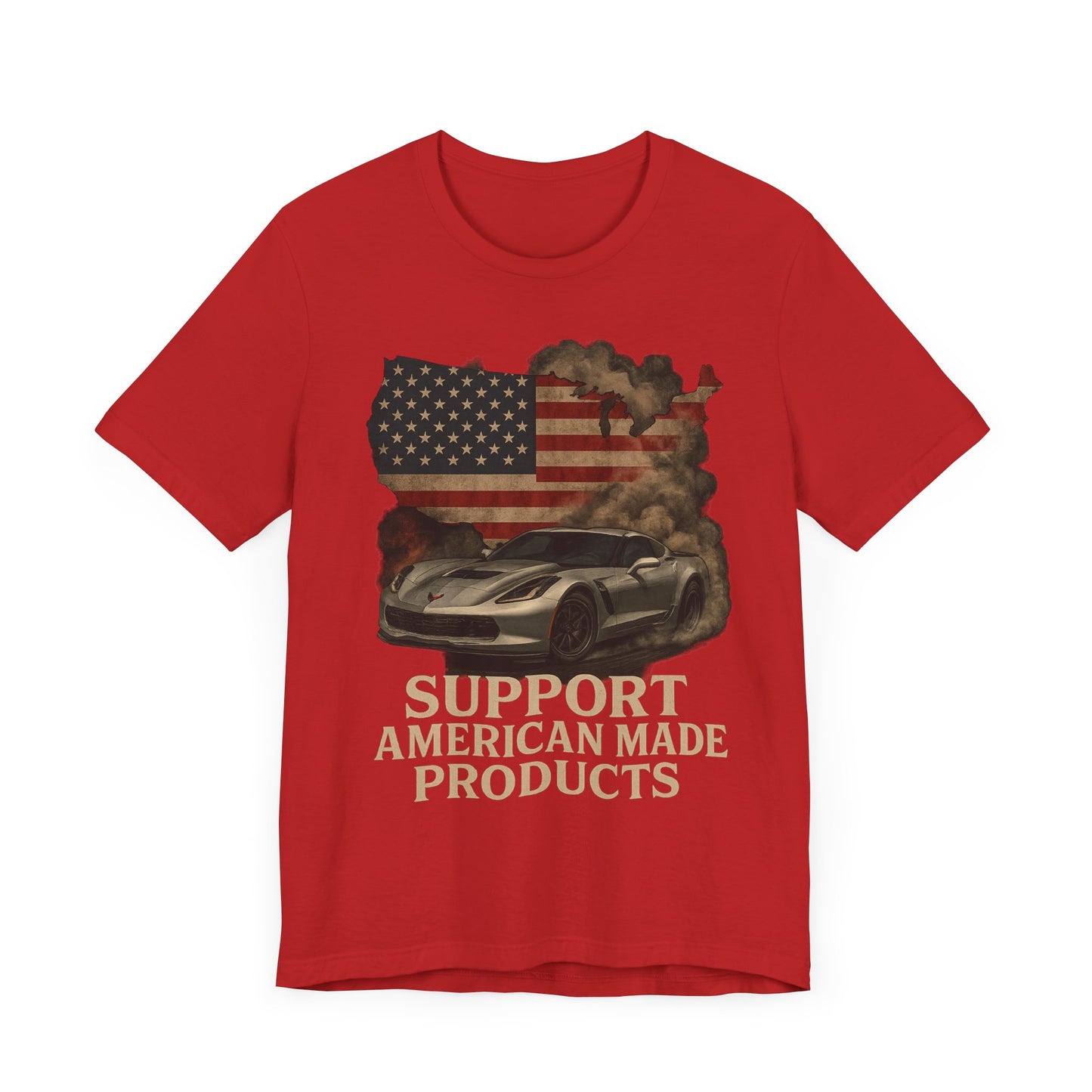 Support American Made Tee, Unisex T-Shirt, Patriotic Apparel, Gift for Car Lovers, Independence Day Shirt, Vintage Style Clothing